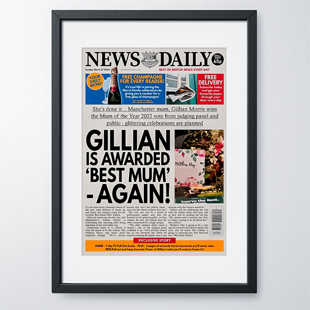 Photo Fairy Tales Personalised "Mother's Day" Newspaper Front Page