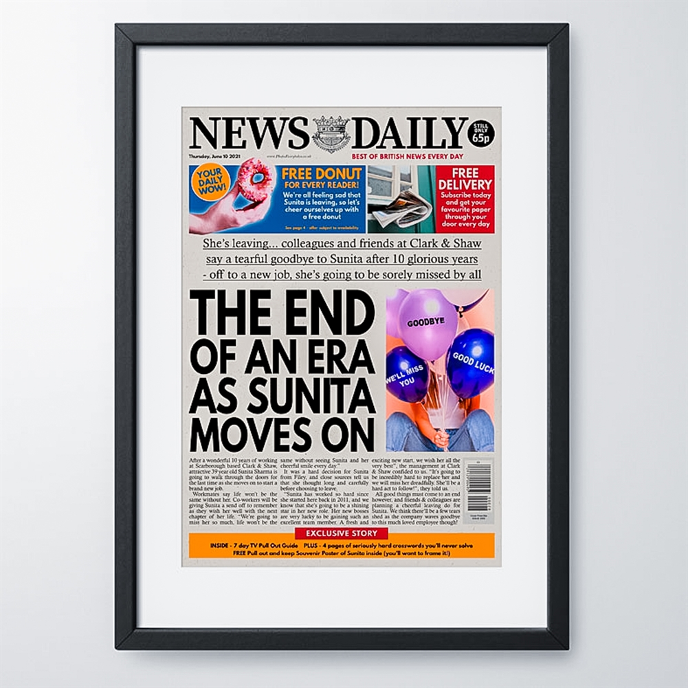 Photo Fairy Tales White Personalised "Leaving" Newspaper Front Page