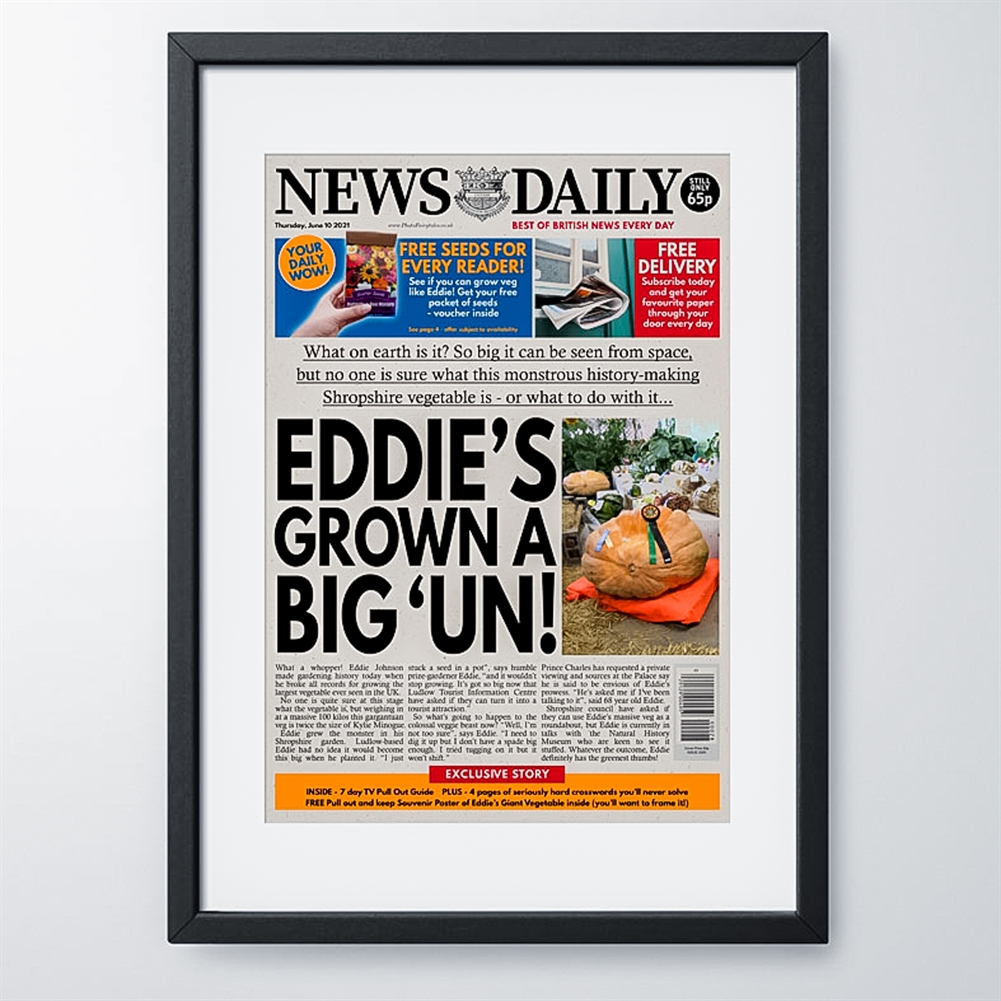 Photo Fairy Tales Green Personalised "Gardener" Newspaper Front Page