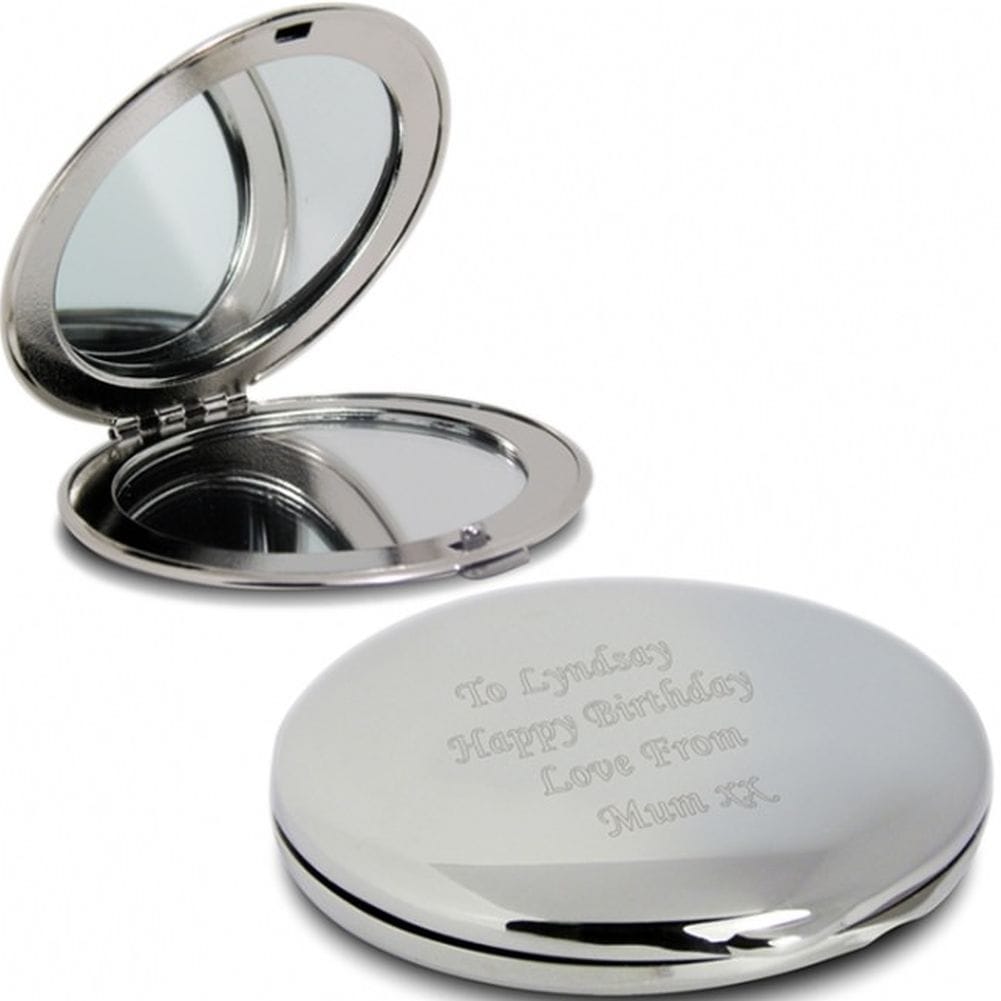 Personalised Memento Co Silver Plated Personalised Compact Mirror
