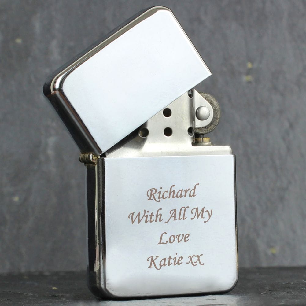 Personalised Memento Co Silver Personalised Chrome Lighter