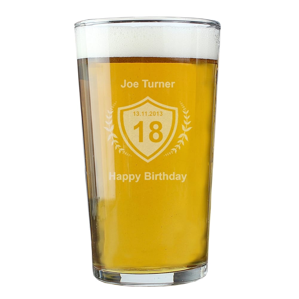 Personalised Memento Co Personalised Age Crest Pint Glass