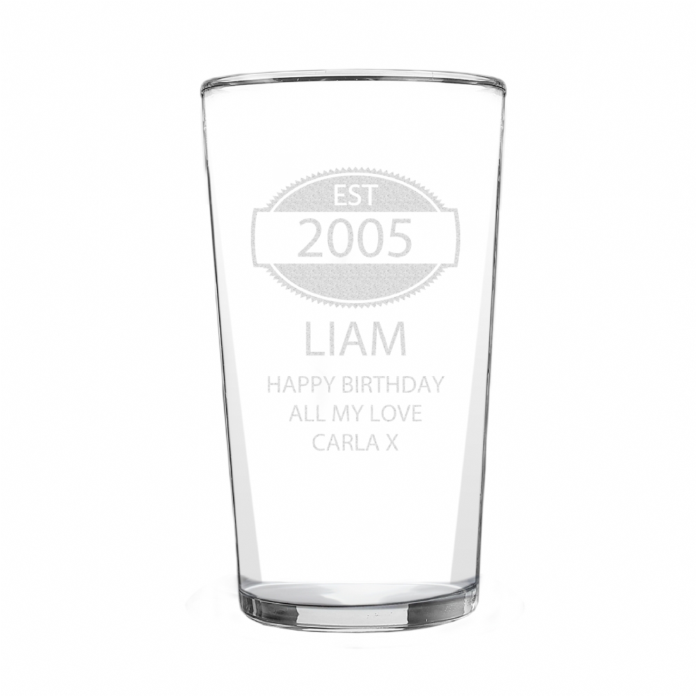 Personalised Memento Co Personalised Established Year Pint Glass