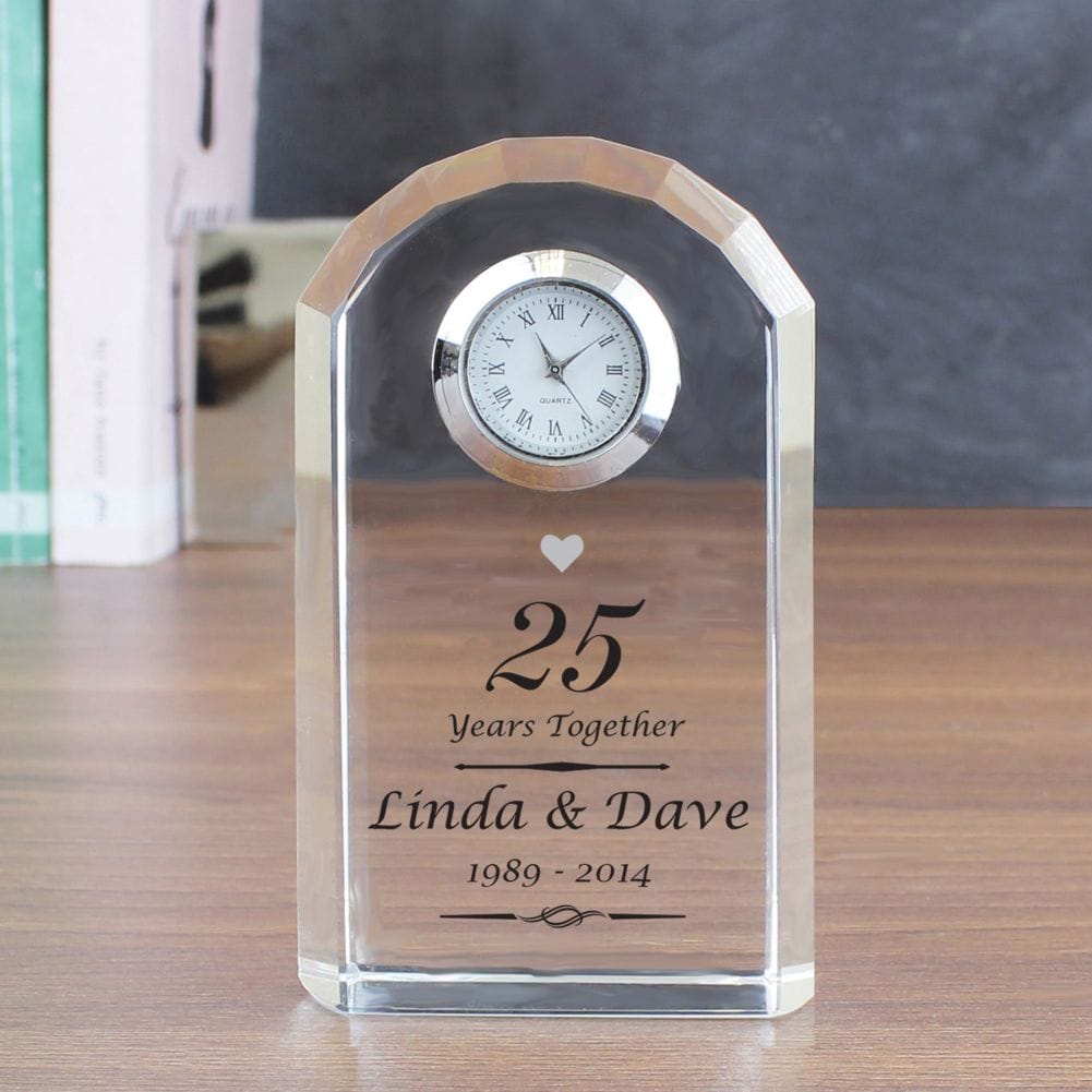 Personalised Memento Co Silver Personalised Wedding Anniversary Clock
