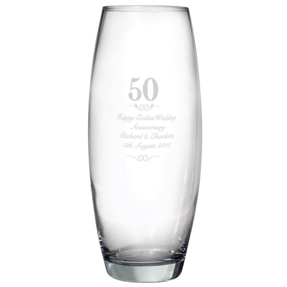 Personalised Memento Co Golden Personalised Wedding Anniversary Vase