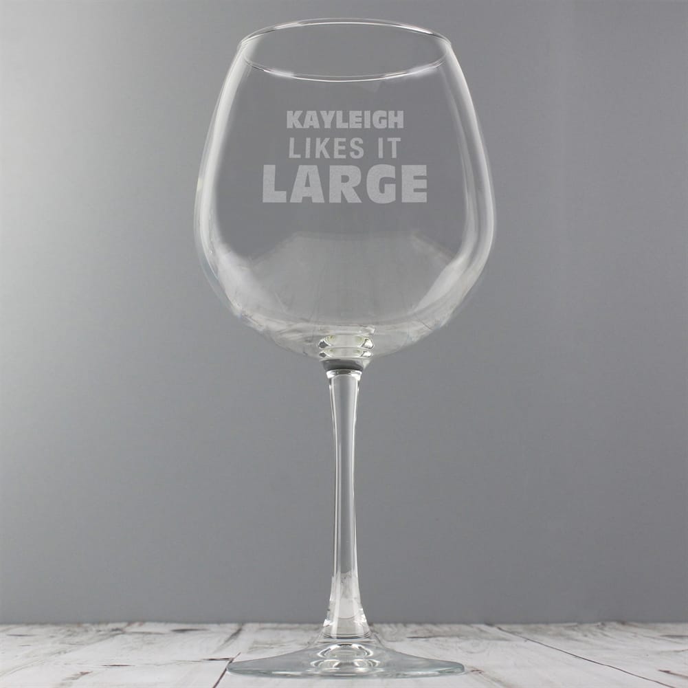 Personalised Memento Co Personalised Likes It Large Bottle Of Wine Glass