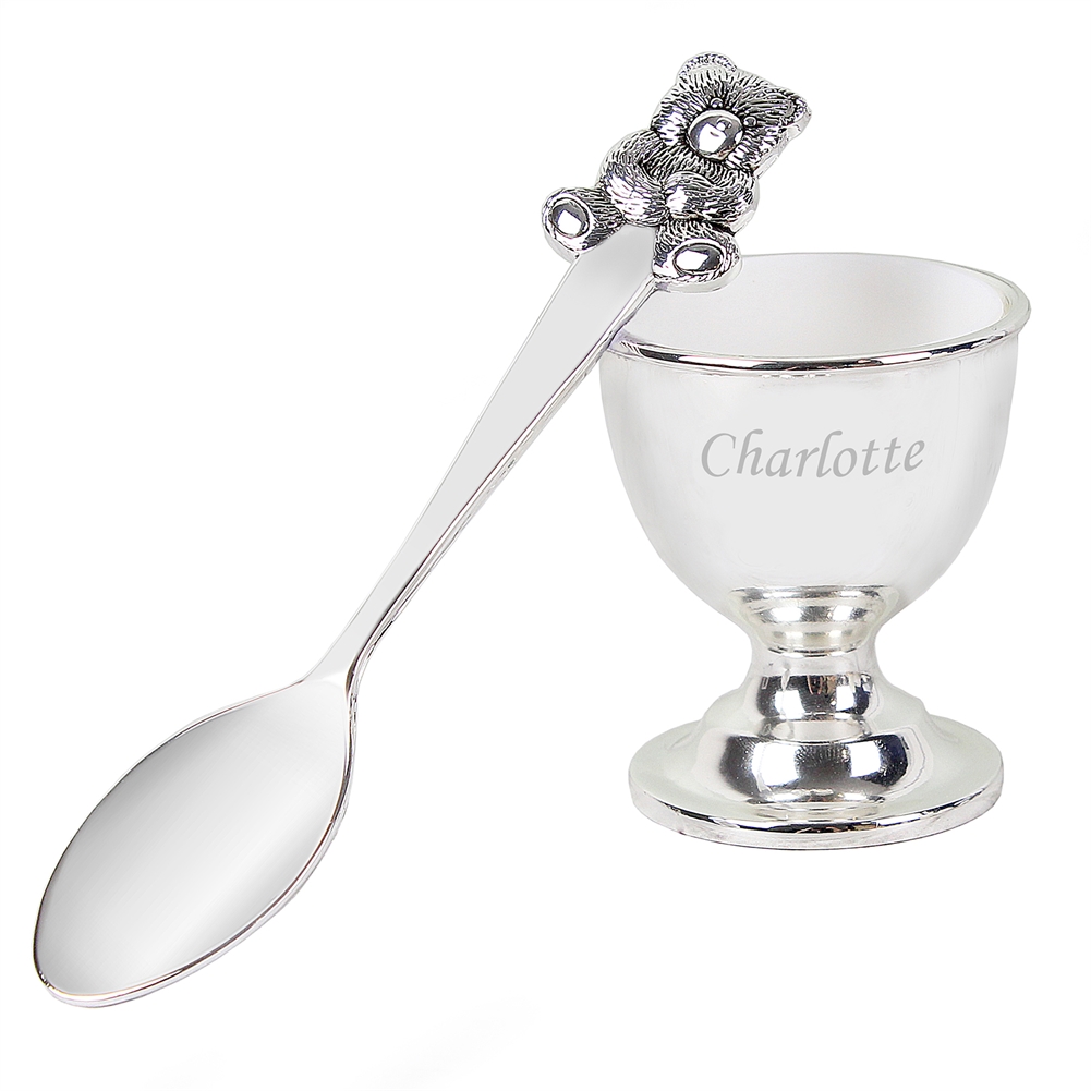 Personalised Memento Co Silver Personalised Egg Cup And Spoon