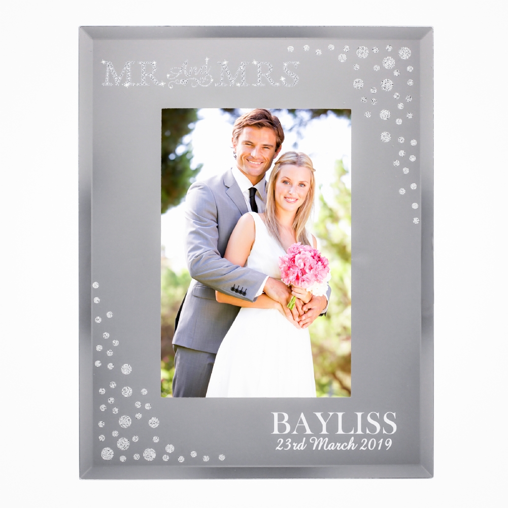 Personalised Memento Co Personalised Diamante Mr And Mrs Frame