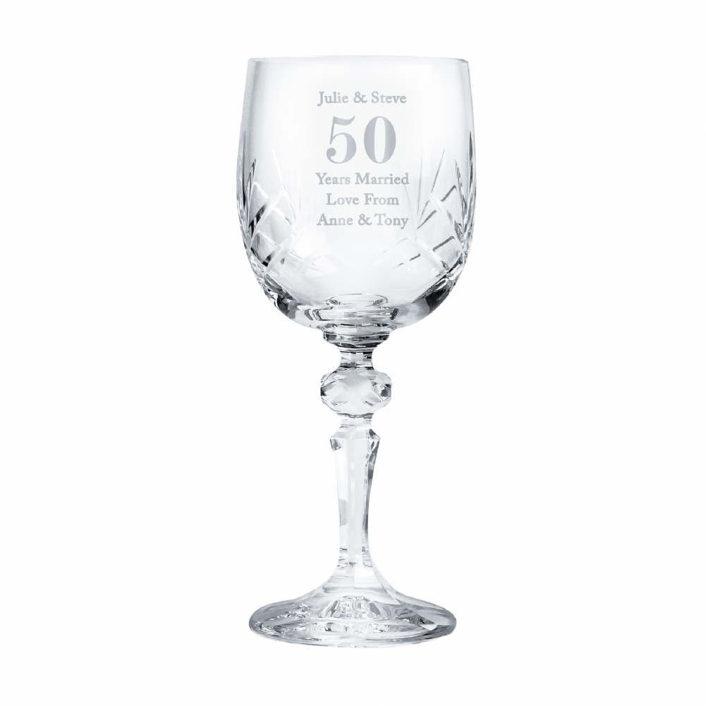 Personalised Memento Co Silver Personalised Birthday Crystal Wine Glass