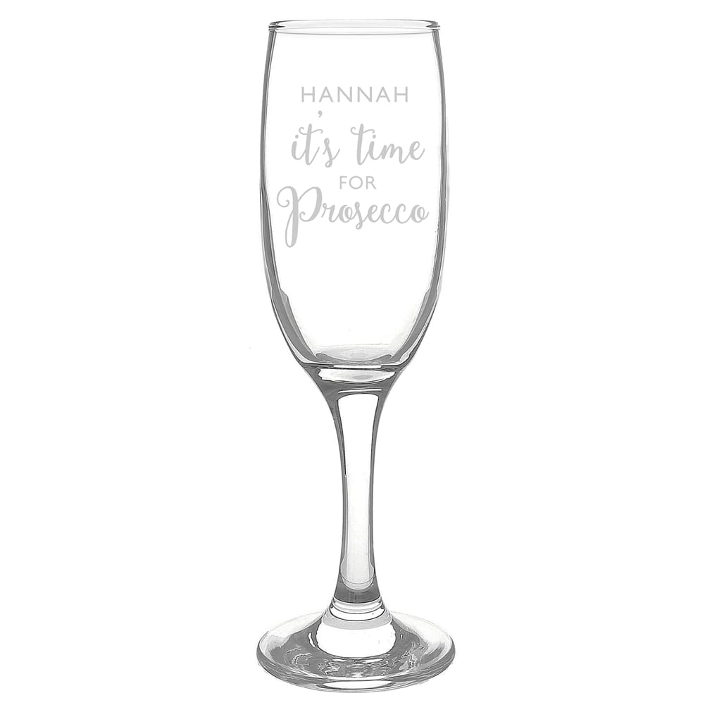 Personalised Memento Co Silver Personalised 'It's Time For Prosecco' Flute