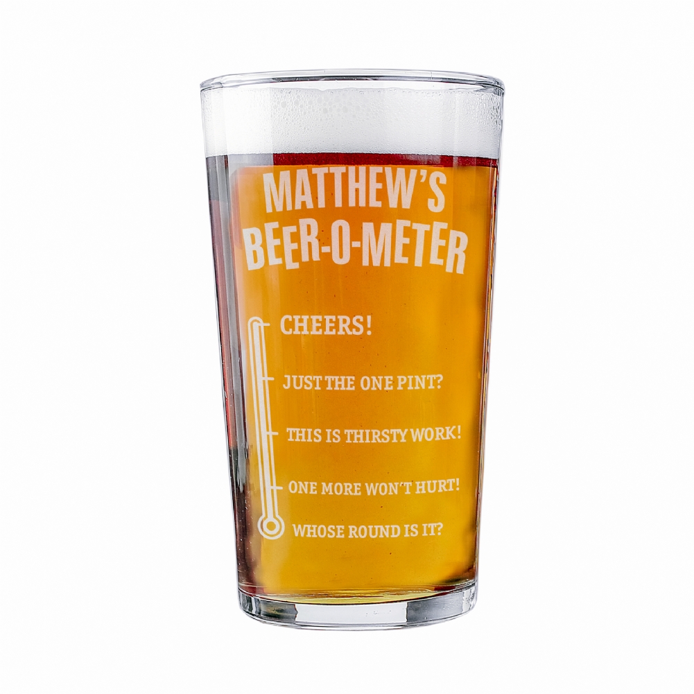 Personalised Memento Co Personalised Beer-O-Meter Pint Glass