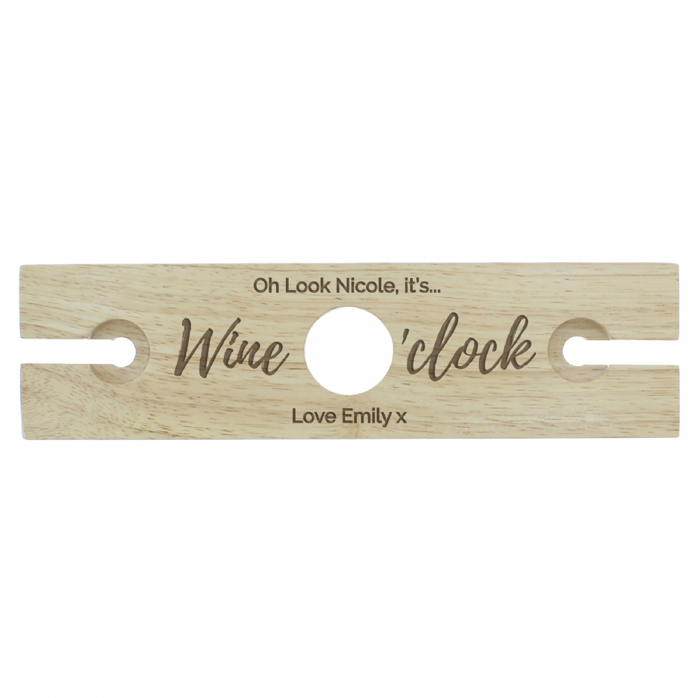 Personalised Memento Co Red/White Personalised 'Wine O'clock' Wine Glass & Bottle Butler