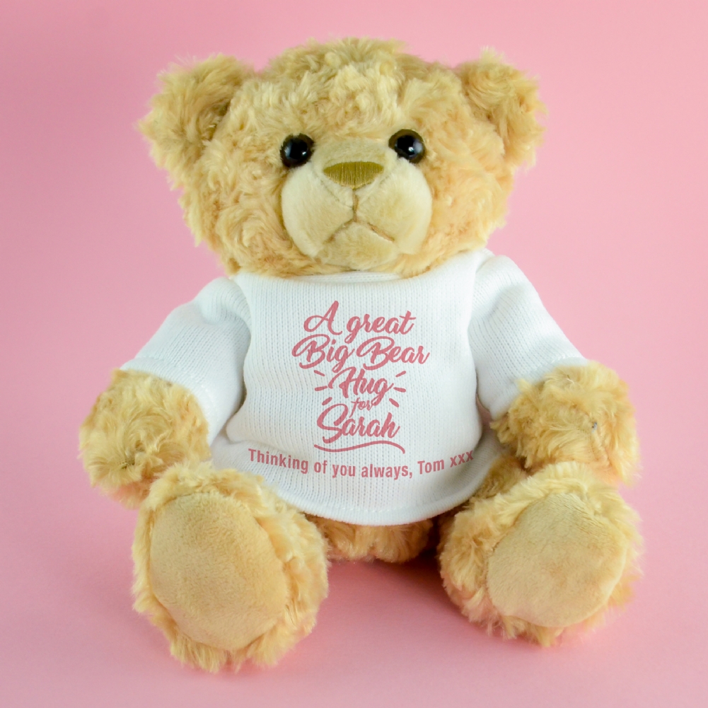 Fmad Pmc Blue/Pink/Gold Personalised Bear Hug Teddy