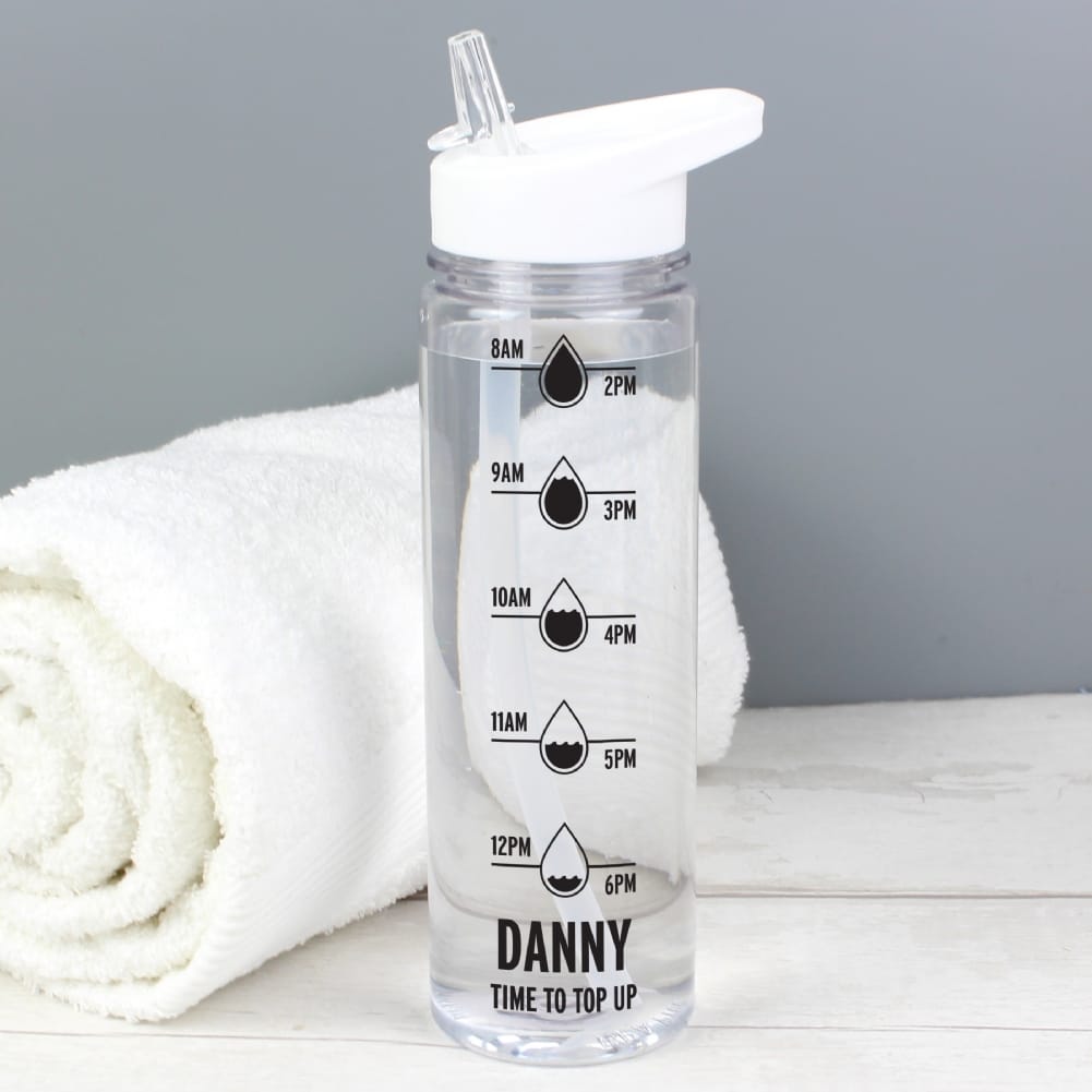 Personalised Memento Co Pink/Black Personalised Hydration Tracker Water Bottles