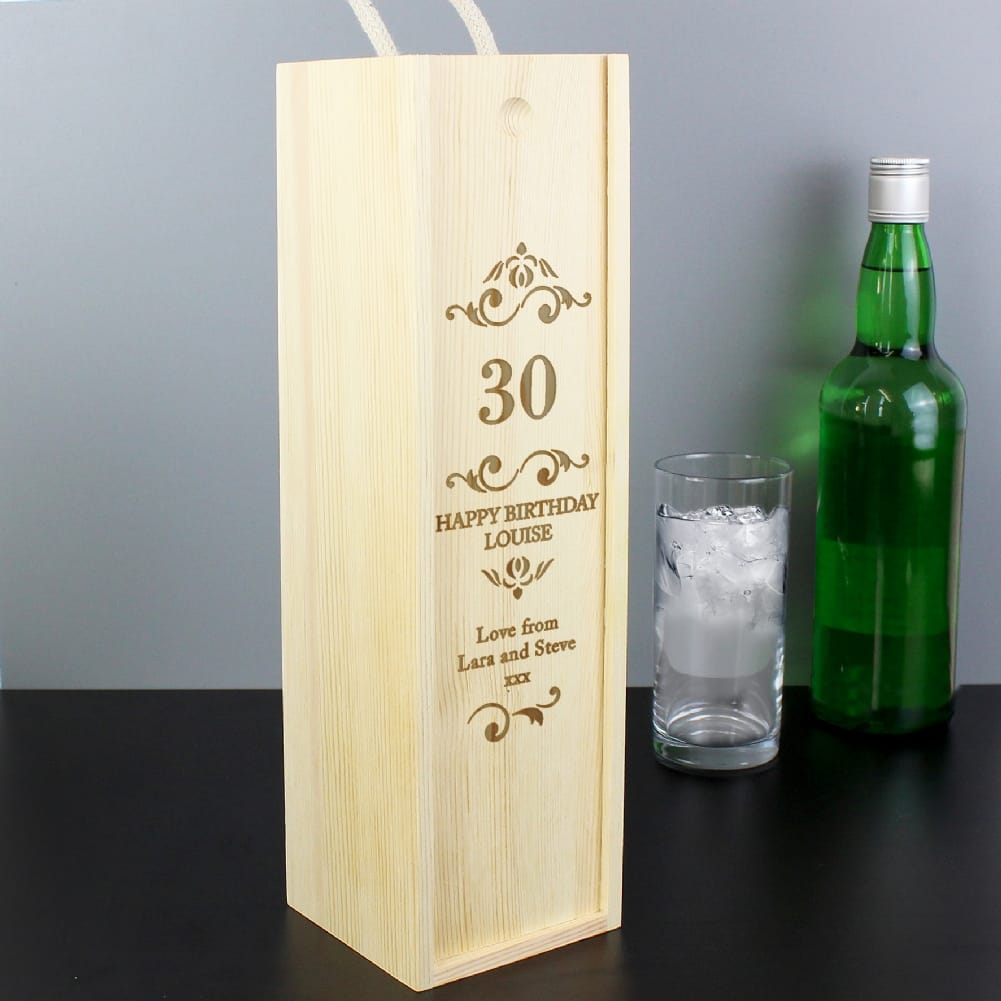 Personalised Memento Co Personalised Elegant Number Wooden Wine Bottle Box