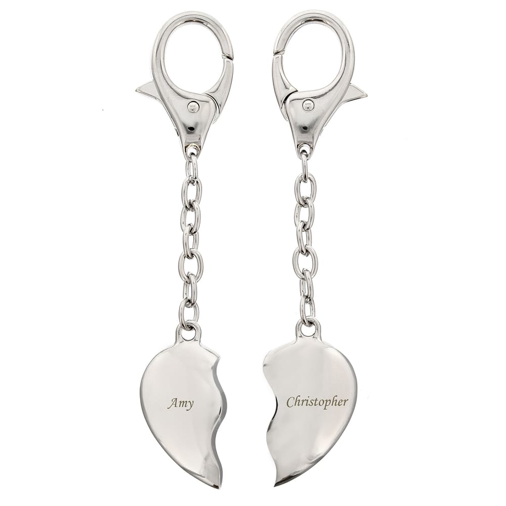 Personalised Memento Co Personalised Pair Of Heart Keyrings