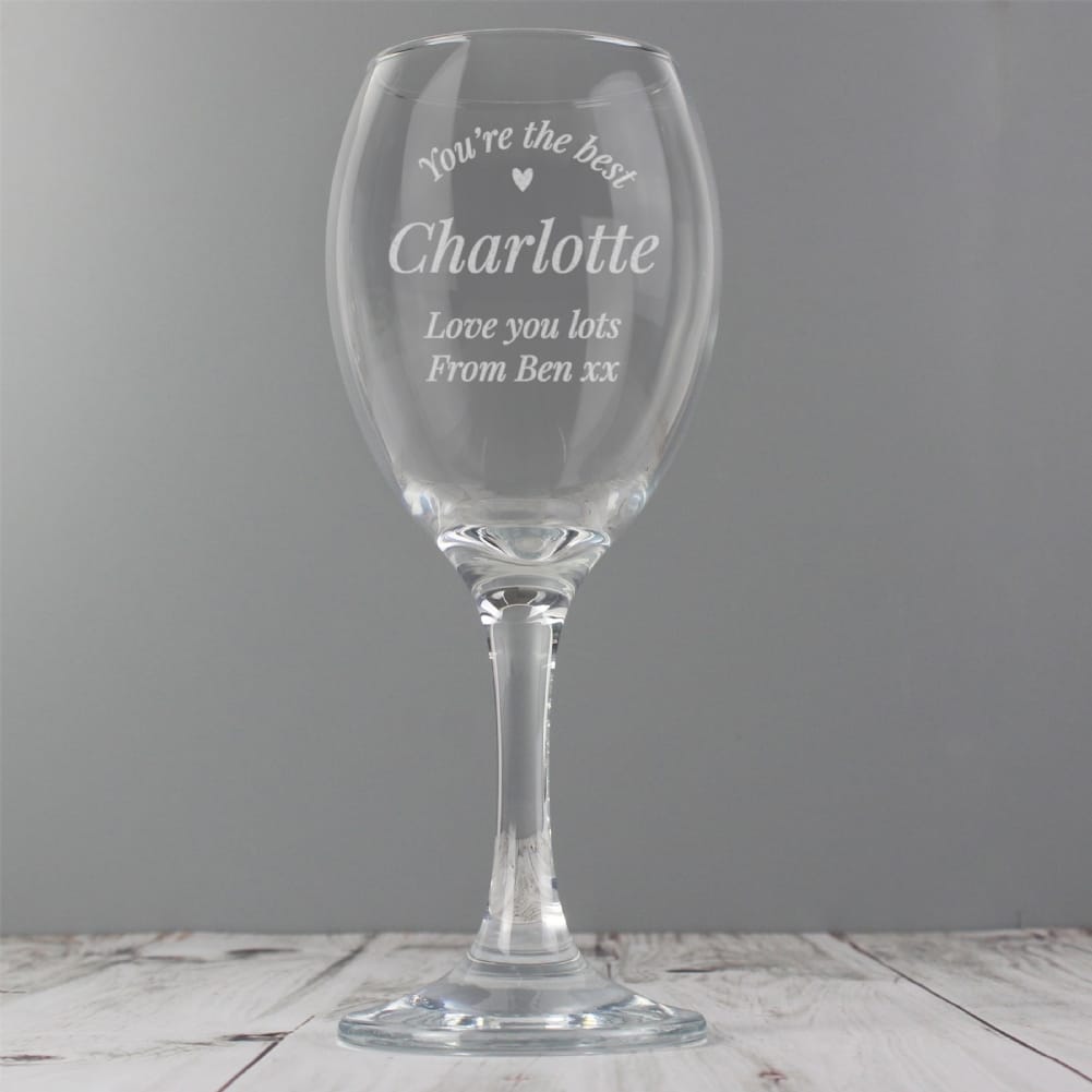 Personalised Memento Co Silver Personalised You Are The Best Glasses (Wine)