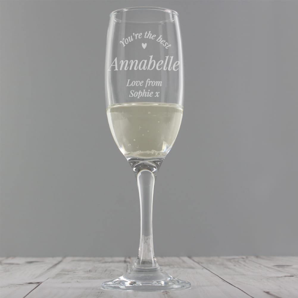Personalised Memento Co Silver Personalised You Are The Best Glasses (Flute)