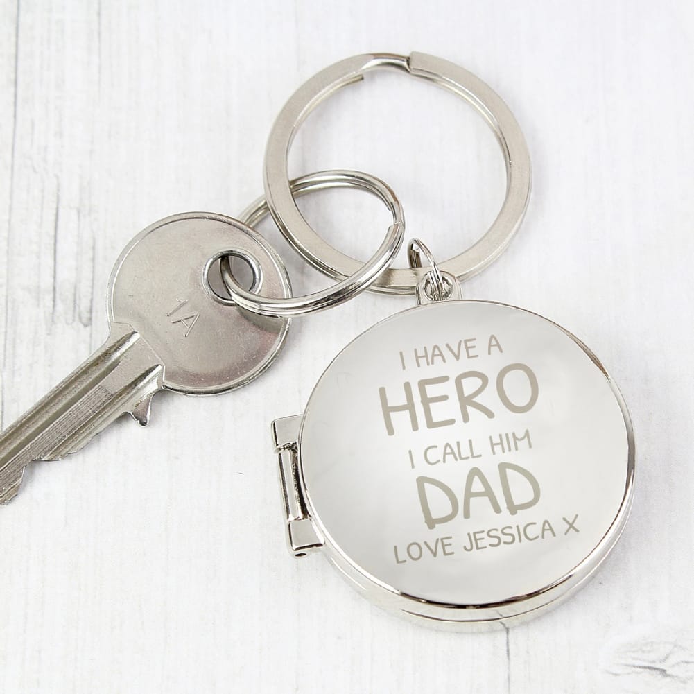Personalised Memento Co Silver Personalised I Have A Hero Keyring