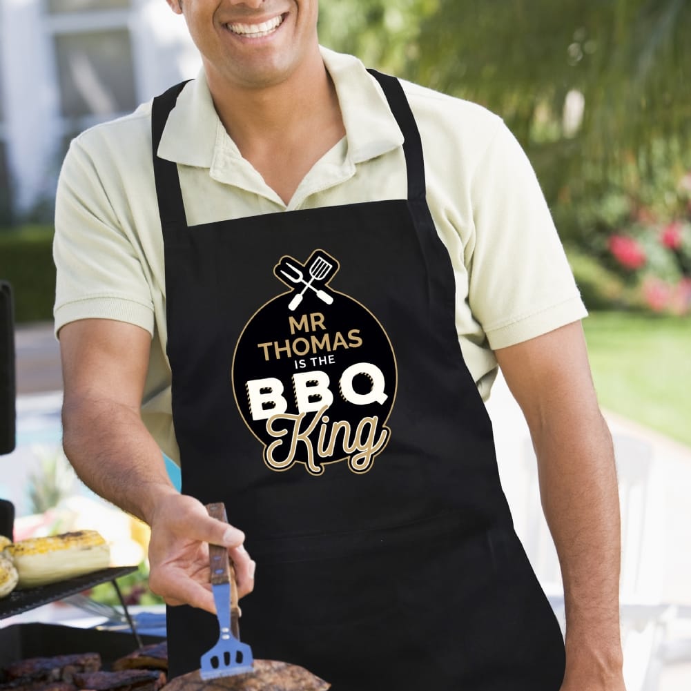 Personalised Memento Co Black Personalised Bbq King Apron