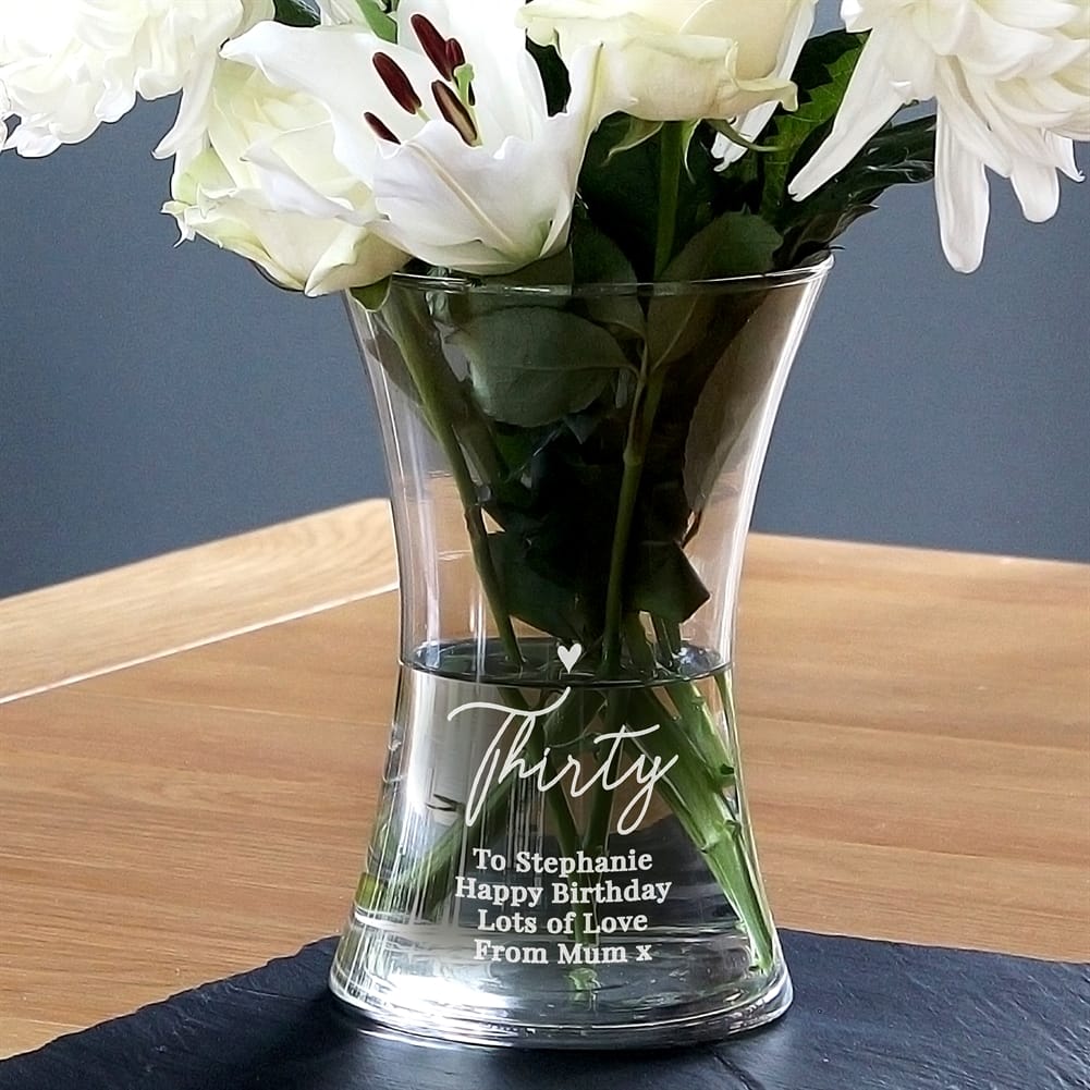 Personalised Memento Co Personalised 30Th Birthday Glass Vase
