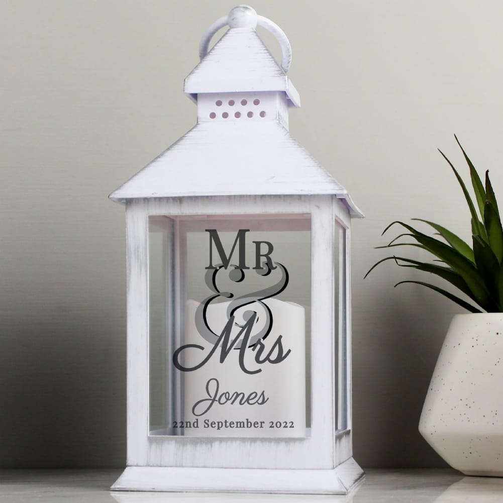 Personalised Memento Co White Personalised Mr & Mrs Lantern