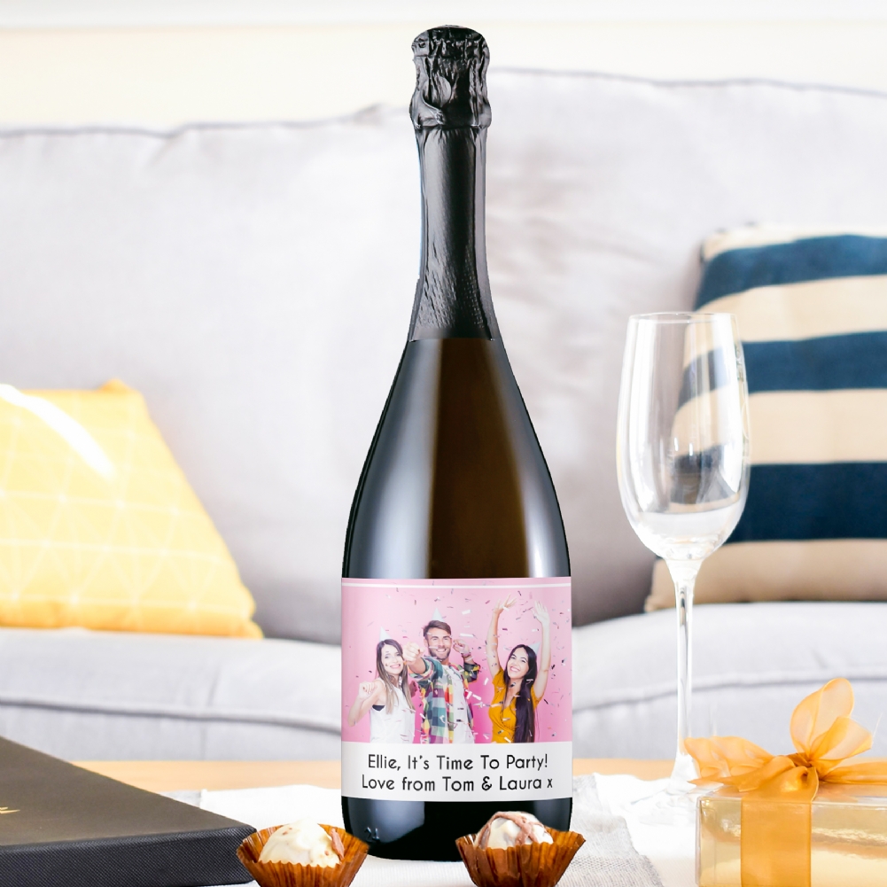 Personalised Memento Co Peach Personalised Photo Upload Bottle Of Prosecco