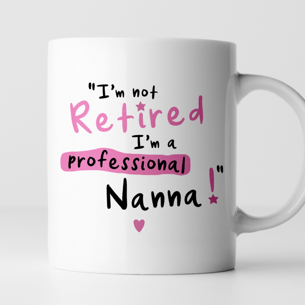 Fmad Pmc Black/Pink Personalised I'm Not Retired I'm A Professional Grandma Mug
