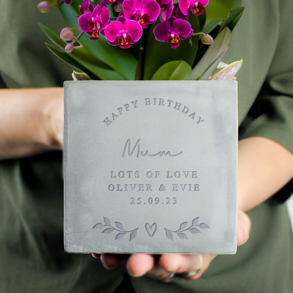 Personalised Memento Co Personalised Free Text Concrete Plant Pot
