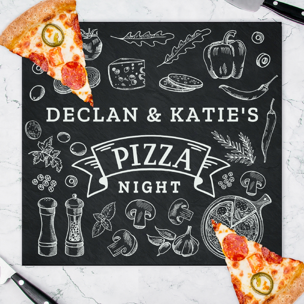 Personalised Memento Co Personalised Pizza Glass Chopping Board/Worktop Saver