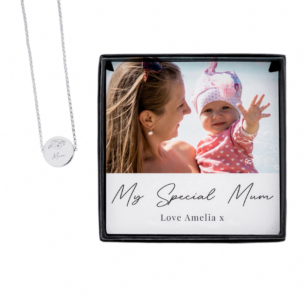 Personalised Memento Co Black Personalised Photo Upload Necklace And Box