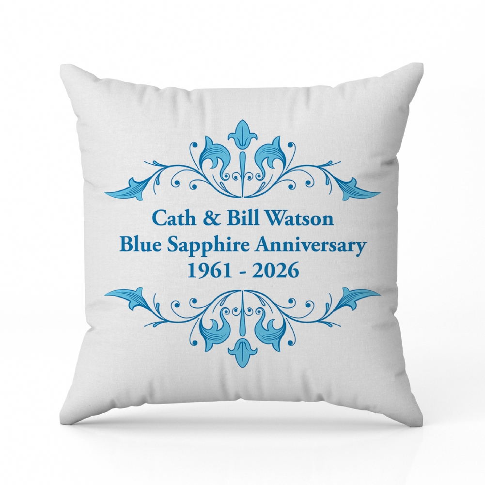 Fmad Pmc Blue Personalised Sapphire Anniversary Cushion