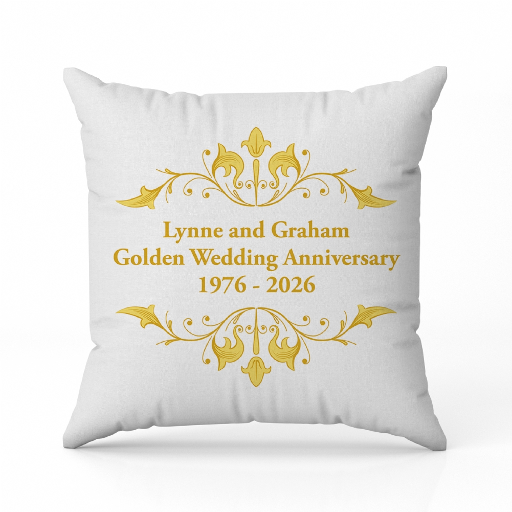 Fmad Pmc Golden Personalised Anniversary Cushion