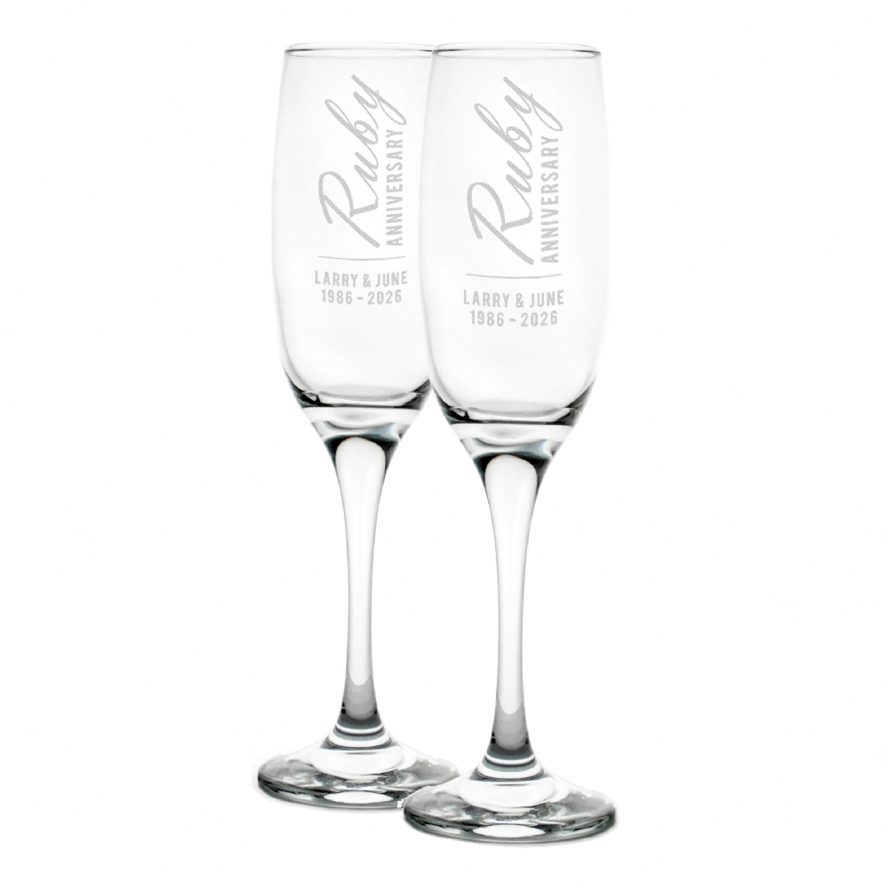Personalised Memento Co Personalised Ruby Anniversary Champagne Flutes
