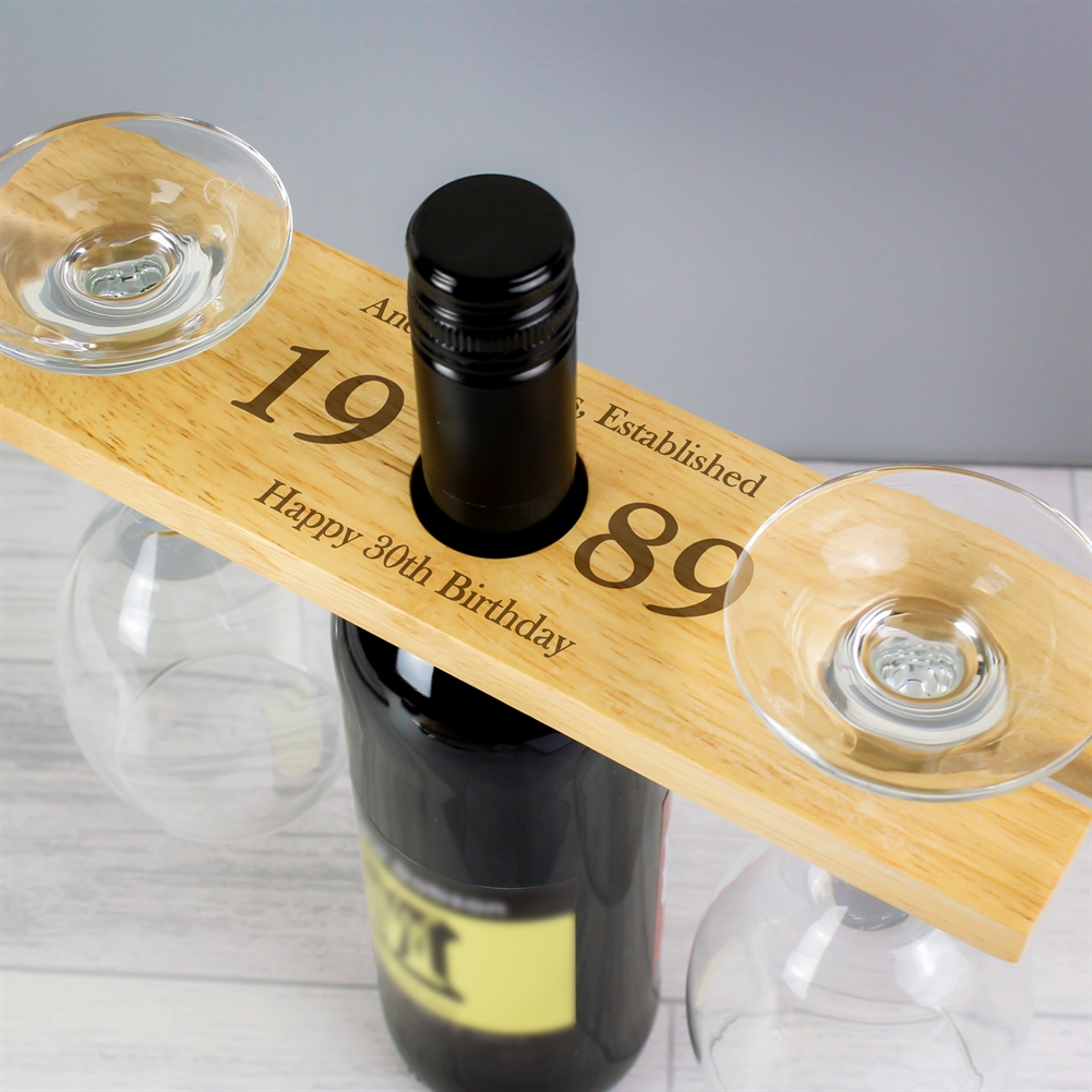 Personalised Memento Co Personalised 'Year' Wine Glass & Bottle Holder