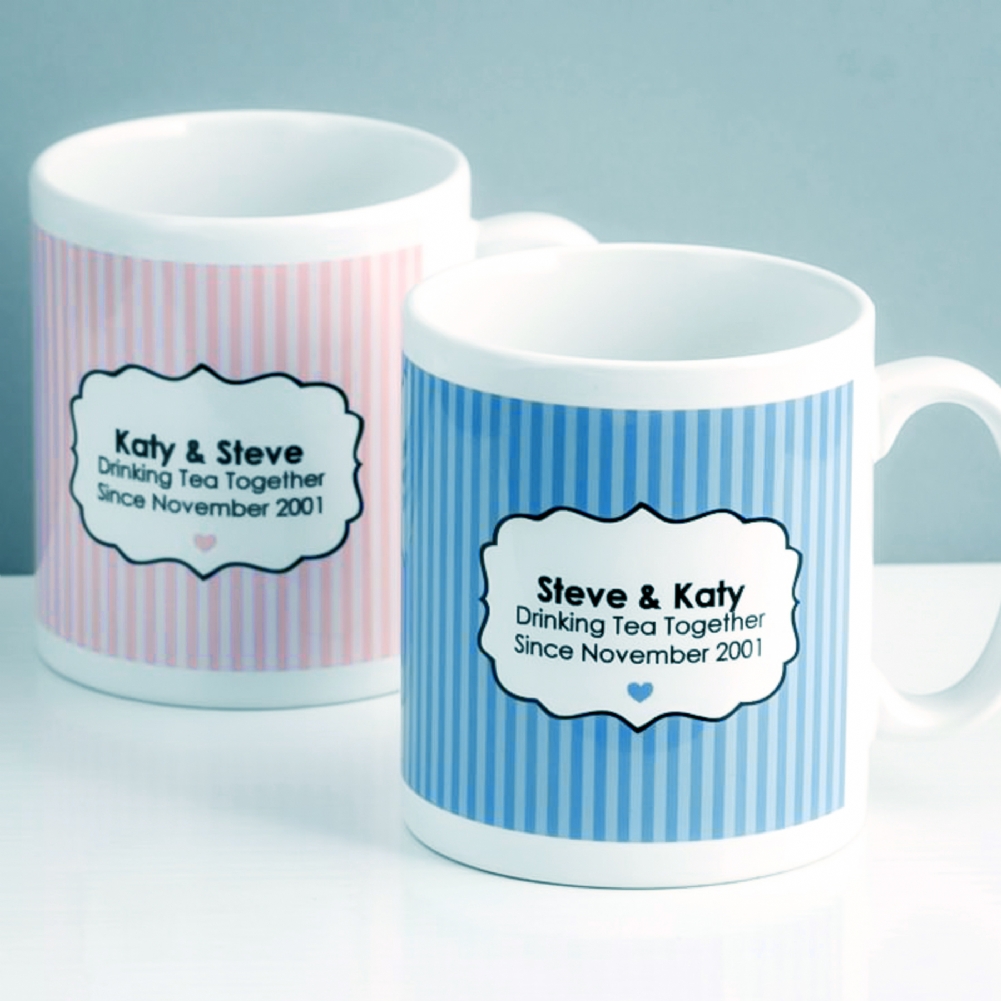 Personalised Drinking Tea Together Pair of Mugs Personalised Drinking Tea Together Pair of Mugs