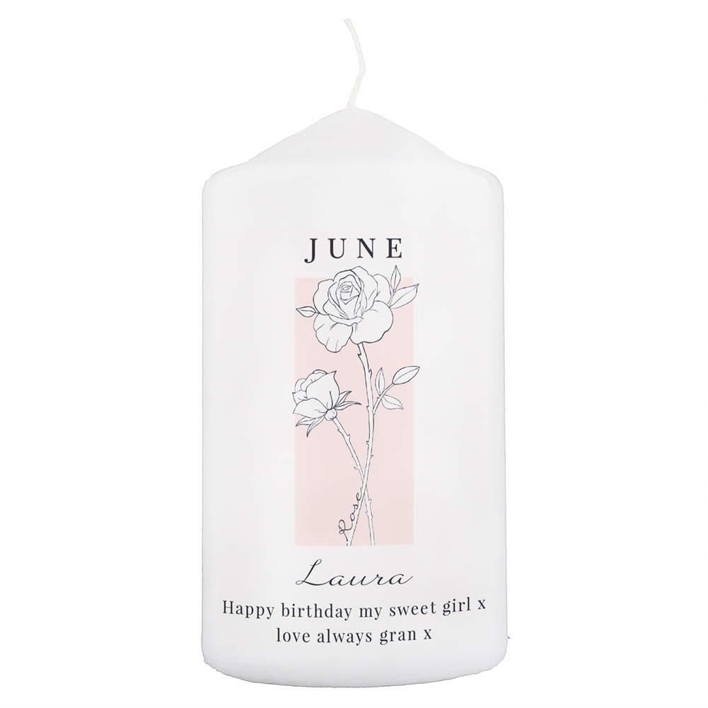 Personalised Memento Co Personalised Birth Flower Pillar Candle