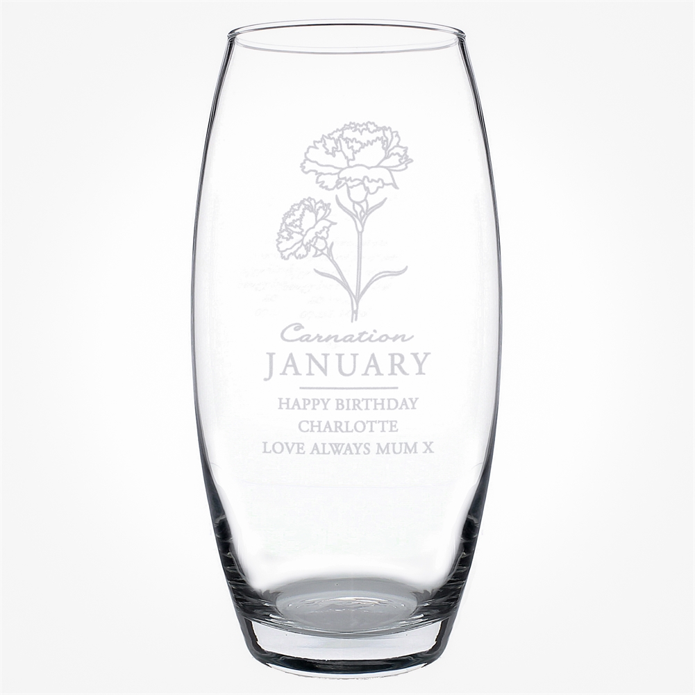 Personalised Memento Co Personalised Birth Flower Bullet Vases (January)
