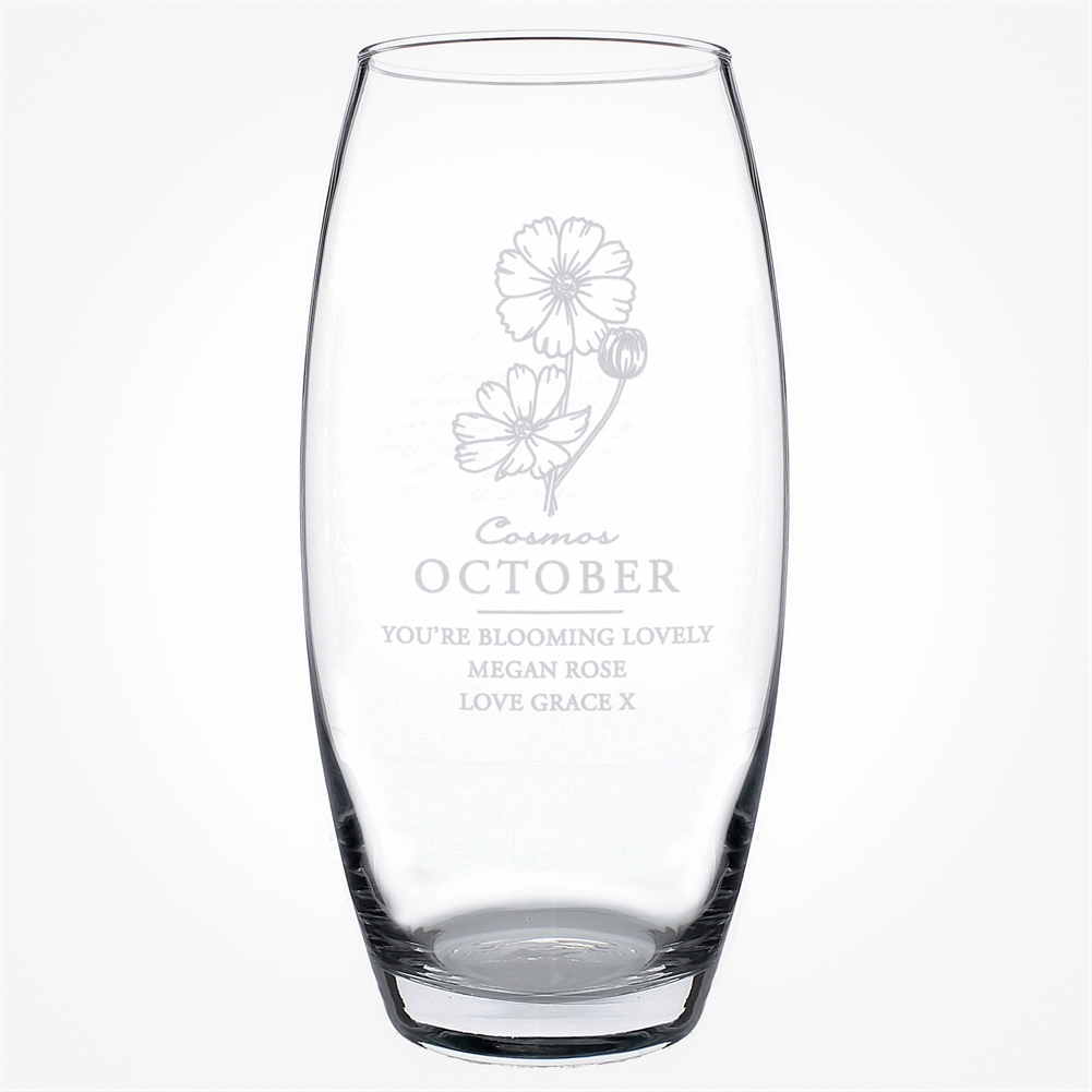 Personalised Memento Co Personalised Birth Flower Bullet Vases (October)