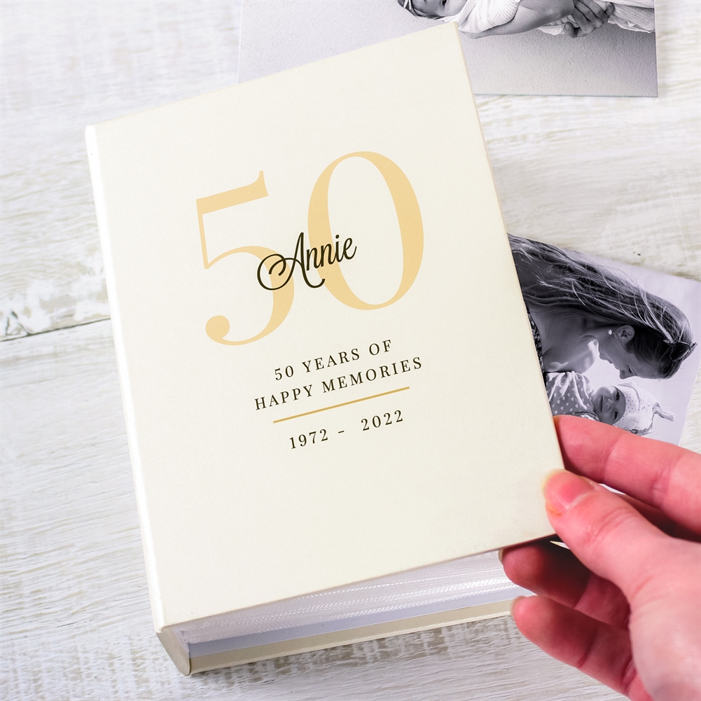 Personalised Memento Co Personalised 50Th Birthday 6X4 Photo Album With Sleeves