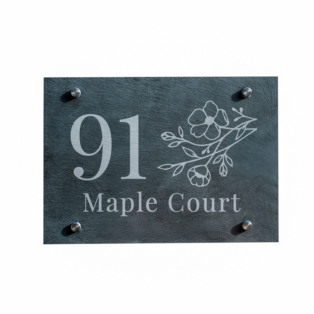 Personalised Memento Co Personalised Slate House Signs (Floral)