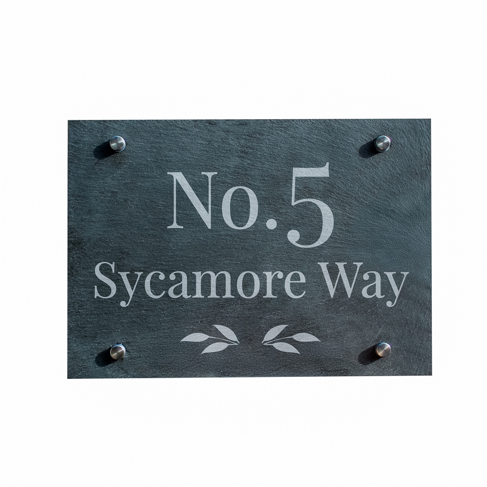 Personalised Memento Co Personalised Slate House Signs (Leaf)
