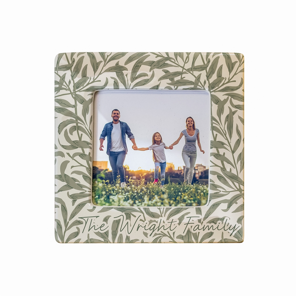 Personalised Memento Co Personalised Leaf Print Ceramic 4X4 Photo Frame