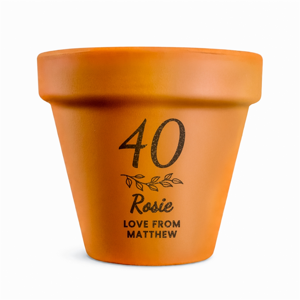 Personalised Memento Co Personalised 40Th Birthday Terracotta Plant Pot