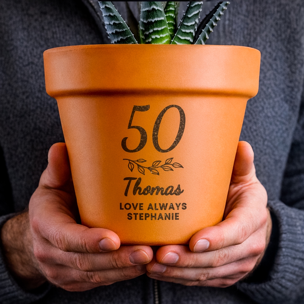 Personalised Memento Co Personalised 50Th Birthday Terracotta Plant Pot