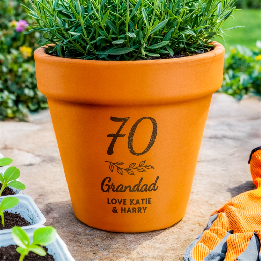 Personalised Memento Co Personalised 70Th Birthday Terracotta Plant Pot
