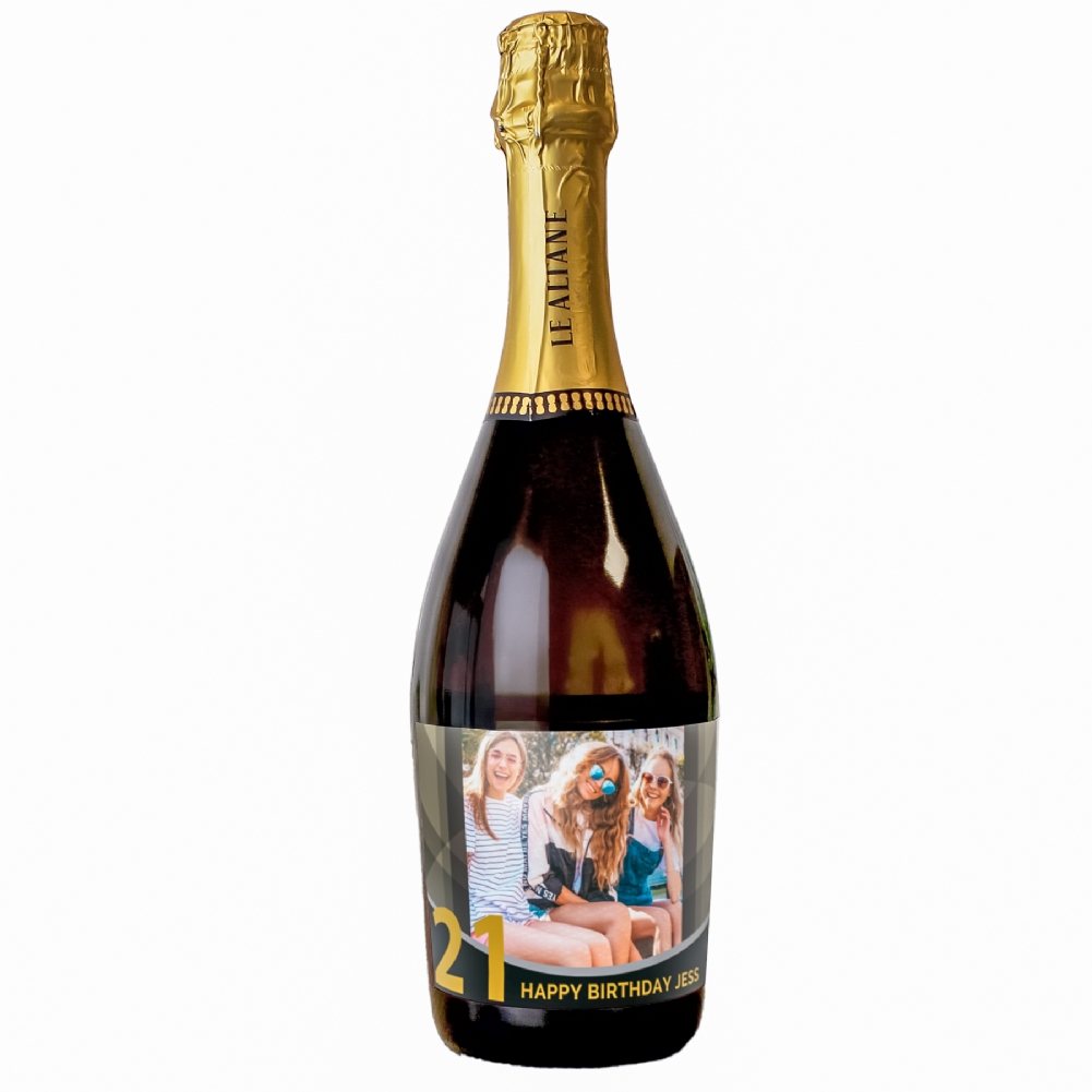 Personalised Memento Co Peach Personalised Photo Upload 21St Birthday Prosecco