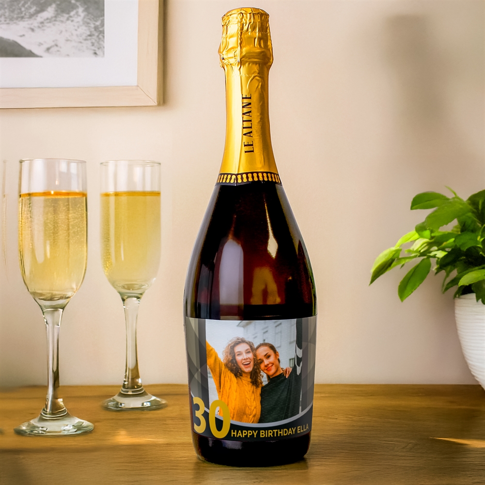 Personalised Memento Co Peach/Light Personalised Photo Upload 30Th Birthday Prosecco