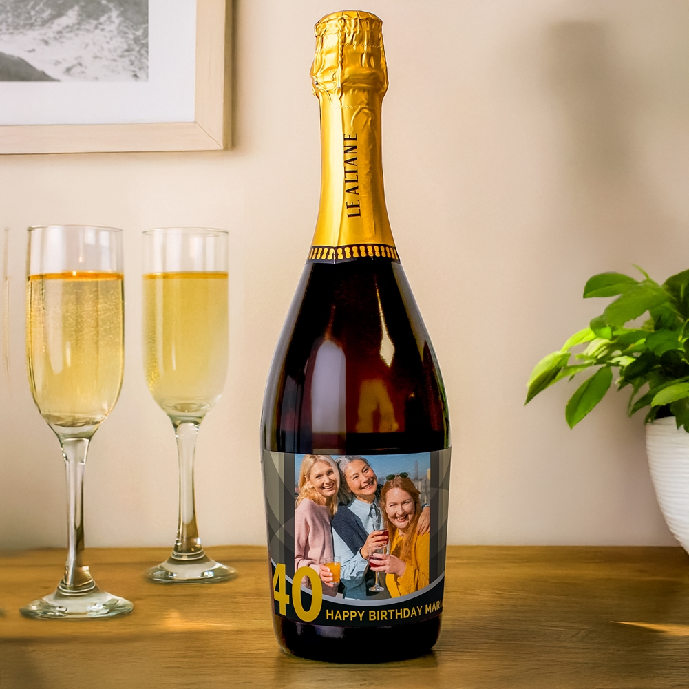 Personalised Memento Co Peach/Light Personalised Photo Upload 40Th Birthday Prosecco