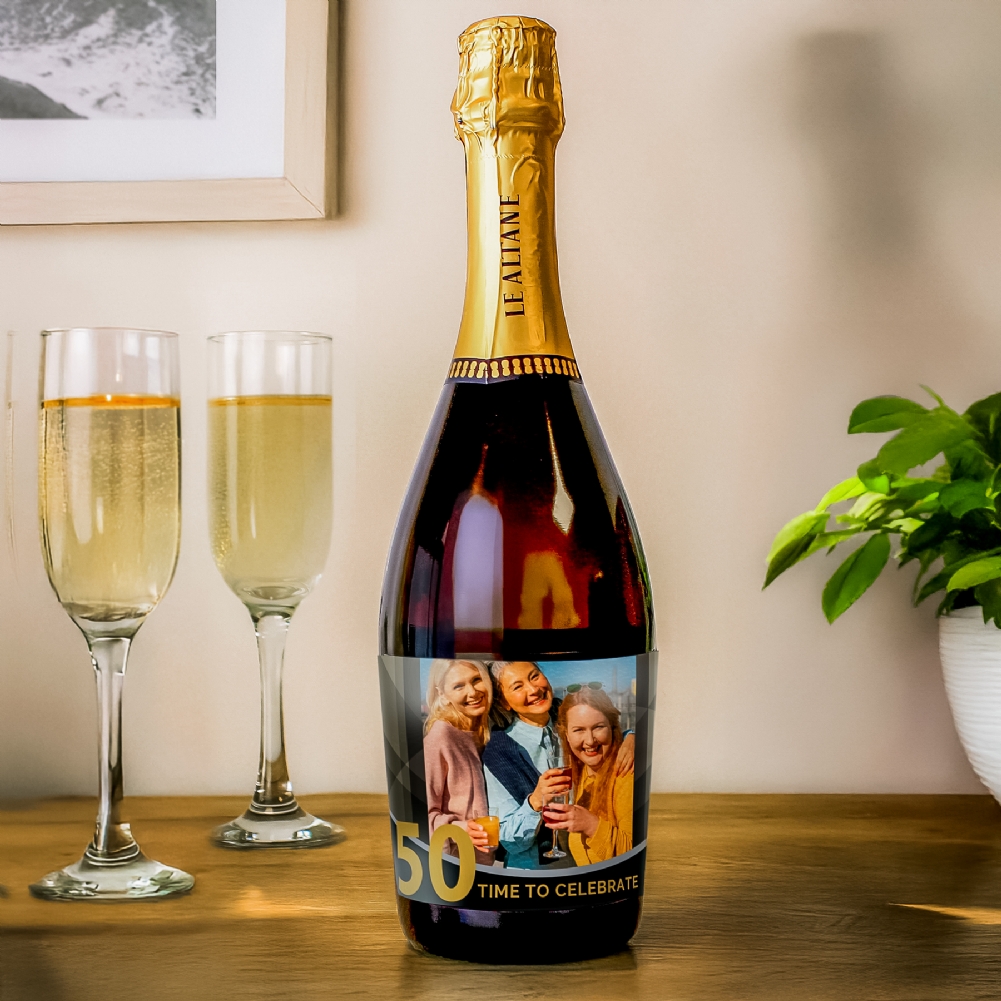 Personalised Memento Co Peach/Light Personalised Photo Upload 50Th Birthday Prosecco